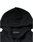 Dolce & Gabbana Black Cotton Hooded Men Full Zip Sweater