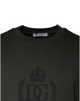 Dolce & Gabbana Army Green Crown Cotton Sweatshirt Sweater