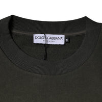 Dolce & Gabbana Army Green Crown Cotton Sweatshirt Sweater