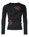 Dolce & Gabbana Gray Embellished Crew Neck Pullover Sweater