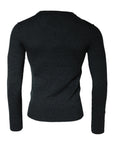 Dolce & Gabbana Gray Embellished Crew Neck Pullover Sweater