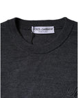 Dolce & Gabbana Dark Gray Wool Crew Neck Pullover Sweater