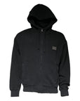 Dolce & Gabbana Black Logo Plaque Hooded Full Zip Sweater