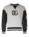 Dolce & Gabbana Black White Stripes Logo Sweatshirt Sweater