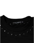 Dolce & Gabbana Black Logo Stud Pullover Sweatshirt Sweater
