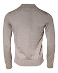 Dolce & Gabbana Beige Cashmere Knit Collared Pullover Sweater
