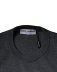 Dolce & Gabbana Dark Gray Wool Crew Neck Pullover Sweater