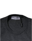 Dolce & Gabbana Dark Gray Wool Crew Neck Pullover Sweater