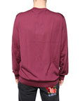 Dolce & Gabbana Maroon Cashmere V-neck Men Pullover Sweater