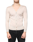 Dolce & Gabbana Beige Cashmere Button Down Cardigan Sweater