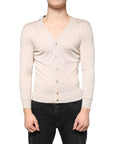 Dolce & Gabbana Beige Cashmere Button Down Cardigan Sweater