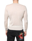 Dolce & Gabbana Beige Cashmere Button Down Cardigan Sweater