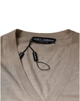 Dolce & Gabbana Beige Cashmere Button Down Cardigan Sweater