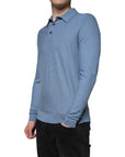Dolce & Gabbana Sky Blue Silk Collared Men Pullover Sweater