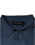 Dolce & Gabbana Sky Blue Silk Collared Men Pullover Sweater