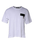 Dolce & Gabbana White Logo Patch Cotton Crew Neck T-shirt