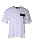 Dolce & Gabbana White Logo Patch Cotton Crew Neck T-shirt