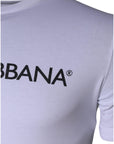 Dolce & Gabbana White Logo Print Cotton Crew Neck T-shirt