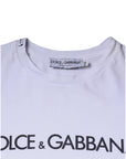 Dolce & Gabbana White Logo Print Cotton Crew Neck T-shirt