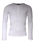 Dolce & Gabbana White Cotton Buttoned Long Sleeves T-shirt