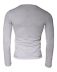Dolce & Gabbana White Cotton Buttoned Long Sleeves T-shirt