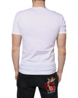Dolce & Gabbana White Cotton V-neck Short Sleeves T-shirt