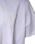 Dolce & Gabbana White Embossed Logo Crew Neck T-shirt