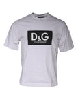 Dolce & Gabbana White Logo Print Cotton Crew Neck T-shirt