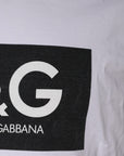 Dolce & Gabbana White Logo Print Cotton Crew Neck T-shirt