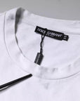 Dolce & Gabbana White Logo Print Cotton Crew Neck T-shirt