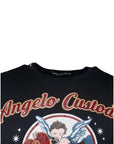 Dolce & Gabbana Black Graphic Print Cotton Crew Neck T-shirt