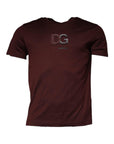 Dolce & Gabbana Maroon DG Logo Cotton Crew Neck T-shirt