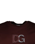 Dolce & Gabbana Maroon DG Logo Cotton Crew Neck T-shirt