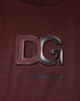 Dolce & Gabbana Maroon DG Logo Cotton Crew Neck T-shirt