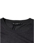 Dolce & Gabbana Gray Logo Patch Cotton Crew Neck T-shirt