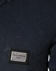 Dolce & Gabbana Dark Blue Logo Button Collared Polo T-shirt