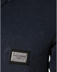 Dolce & Gabbana Dark Blue Logo Button Collared Polo T-shirt