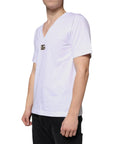 Dolce & Gabbana White Logo Cotton Vneck Short Sleeve T-shirt