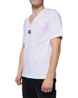 Dolce & Gabbana White Logo Cotton Vneck Short Sleeve T-shirt