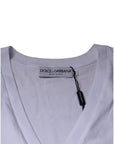 Dolce & Gabbana White Logo Cotton Vneck Short Sleeve T-shirt