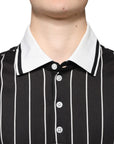 Dolce & Gabbana Black White Stripes Collared Polo T-shirt