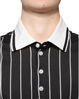 Dolce & Gabbana Black White Stripes Collared Polo T-shirt