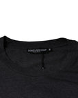 Dolce & Gabbana Gray Logo Patch Cotton Crew Neck T-shirt