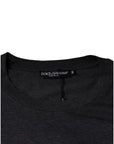 Dolce & Gabbana Gray Logo Patch Cotton Crew Neck T-shirt