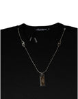 Dolce & Gabbana Black Cotton Necklace Embellished T-shirt