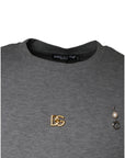 Dolce & Gabbana Gray Cotton Blend Embellished Tee T-shirt
