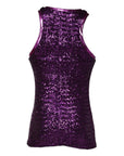 Dolce & Gabbana Purple Sequin Round Neck Sleeveless T-shirt