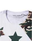 Dolce & Gabbana White Camouflage Stars Crew Neck T-shirt
