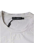 Dolce & Gabbana White Logo Print Cotton Crew Neck T-shirt