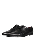 Dolce & Gabbana Black Leather Lace Up Men Derby Formal Shoes